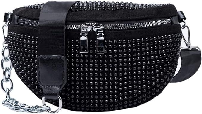 Sparkly Rhinestone Fanny Pack, Crossbody Belt Bags with Adjustable Belt,Shoulder Bags Phone Purse... | Amazon (US)