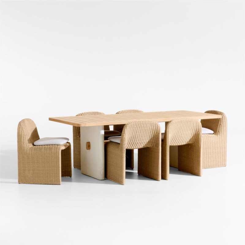 Ipanema 86"" Outdoor Dining Table with Wicker Dining Chairs | Crate & Barrel