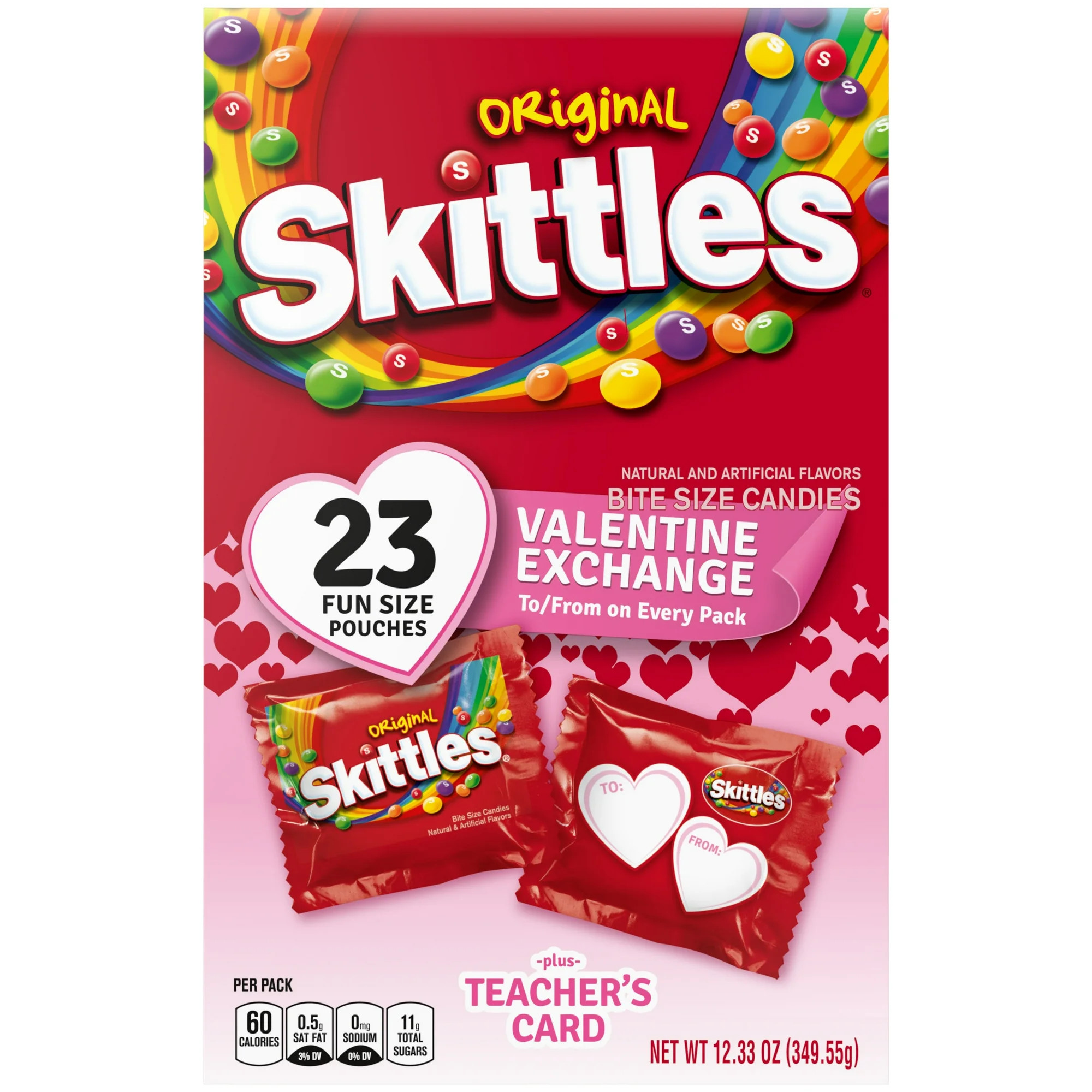 Skittles Original Fun Size Valentine's Day Exchange Chewy Candy - 23 Ct Box | Walmart (US)