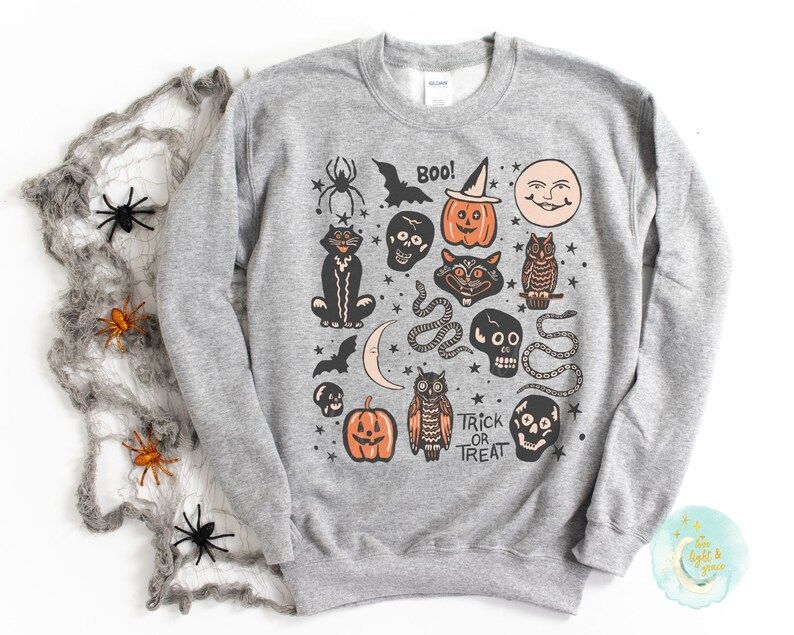 Halloween Sweatshirt Vintage Halloween Crewneck Vintage - Etsy | Etsy (US)