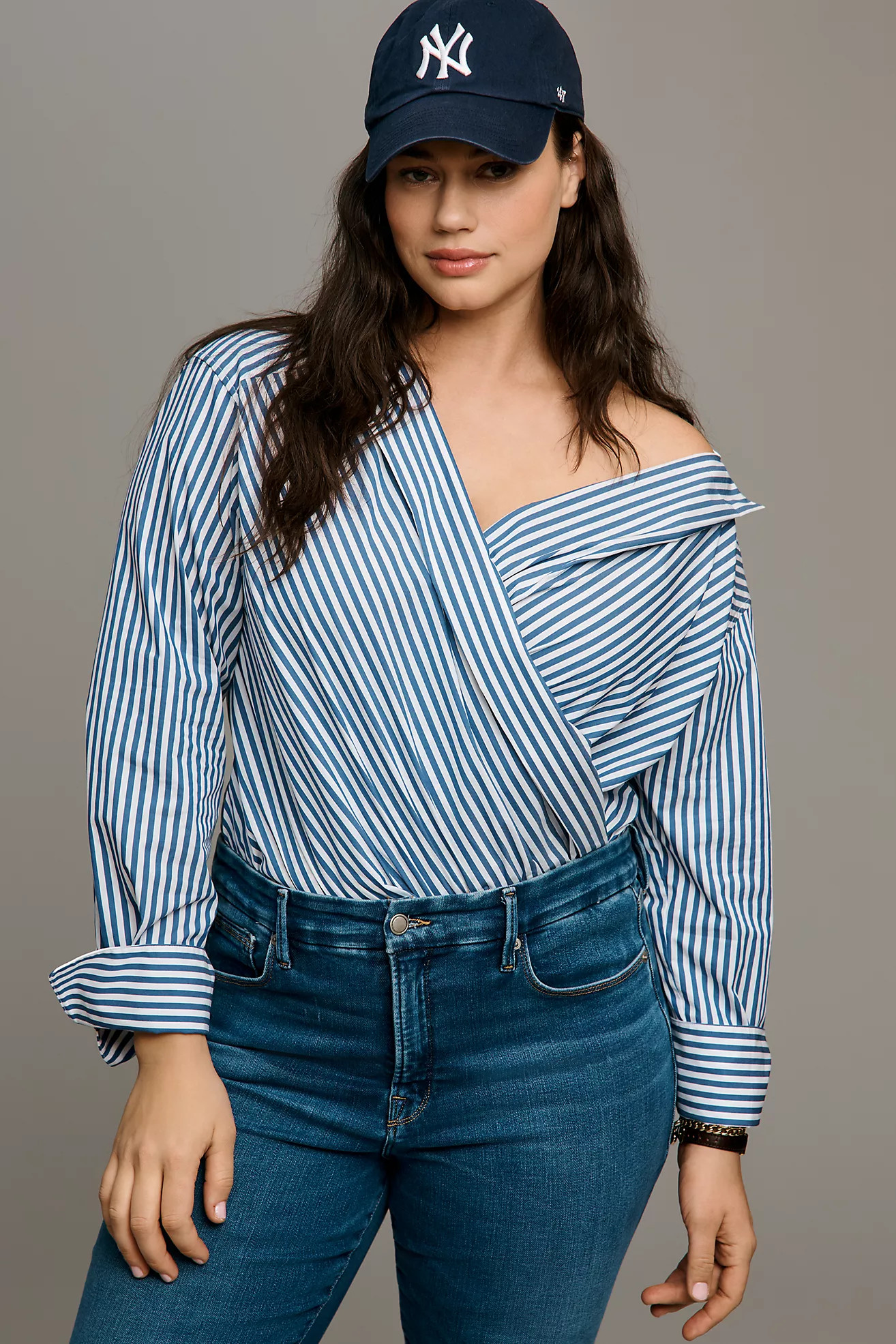 Good American Off-Shoulder Tailored Wrap Top | Anthropologie (US)