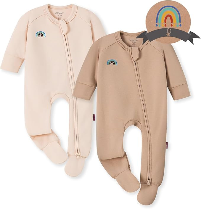 Momcozy Boy Girl Baby Pajamas Onesie, 0-24 M Temp-Sensing 2-Way Zipper Cotton & Viscose Derived f... | Amazon (US)