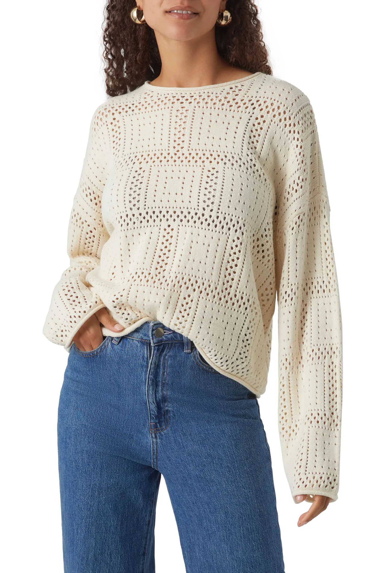 Open Stitch Cotton Blend Sweater | Nordstrom