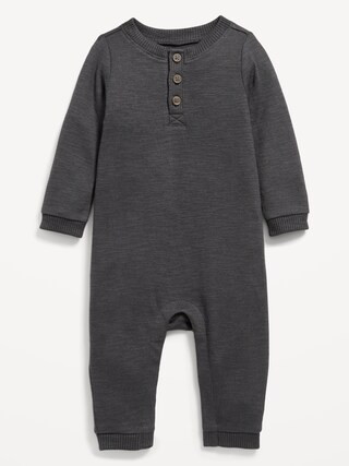 Printed Long-Sleeve Thermal-Knit Henley One-Piece for Baby | Old Navy (US)