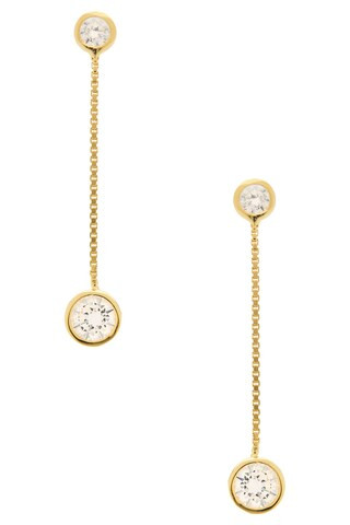 SHASHI Solitaire Chain Drop Earring in Gold from Revolve.com | Revolve Clothing (Global)