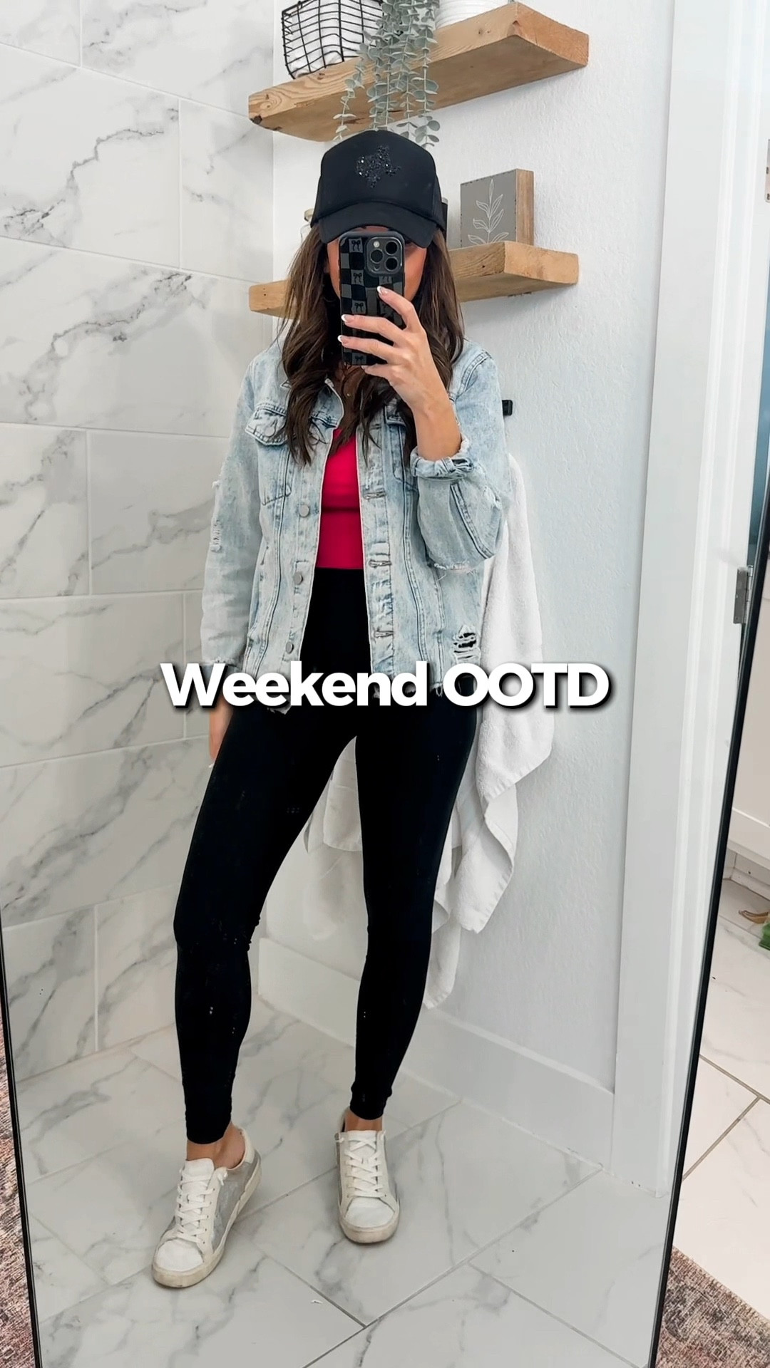 Weekend OOTD for my girl’s birthday party 🎉💖

Keeping it comfy but cute because party host = on my feet  🙌🏼
Leggings + a pop of pink + denim jacket = the perfect mom-uniform.
Hat: @theshineshop

Casual, practical, but still put together — because 35+ style can be effortless AND fun 💗

Would you wear this to a kids’ party? 👇🏼✨

#LTKootd #LTKOver40 #LTKmomlife