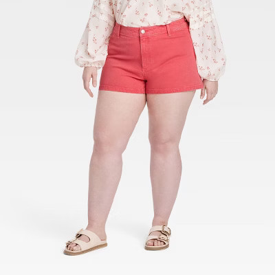 Women's High-Rise Sailor Denim Shorts - Universal Thread™ Red 22: Cotton Denim, Back Pocket | Target