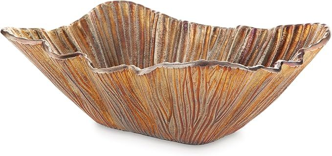 Signature Design by Ashley Gabbievale Contemporary Decorative Metallic Texture Like Bowl, Antique... | Amazon (US)
