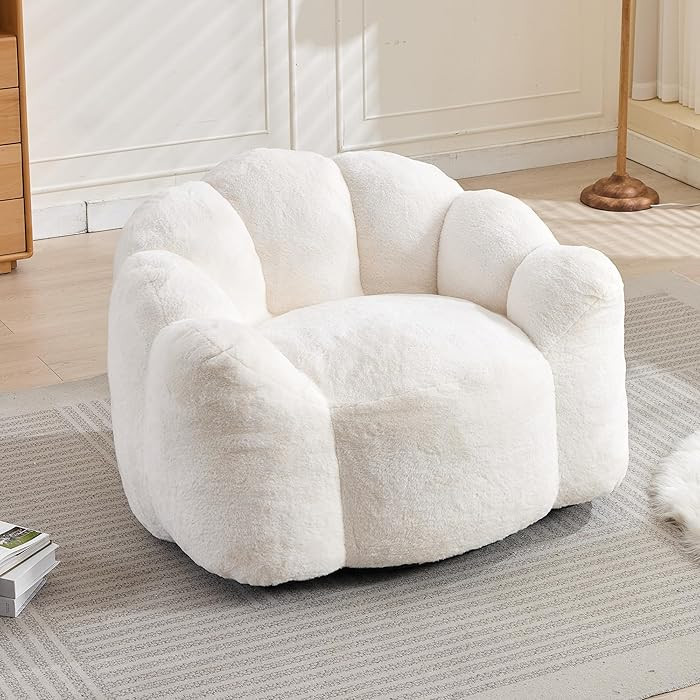 Bean Bag Chair for Adults, Floral Shaped Bean Bag Single Sofa, Ultra Soft Faux Fur Floor Sofa, Ov... | Amazon (US)