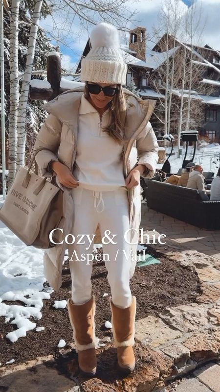Cozy and chic winter outfit idea 
This outfit is soooo warm and so cozy. This Varley puffer long coat is a must have for your winter outfits 
It runs tts and I am wearing a size small 
This Amazon set is a best seller and perfect for your base outfit.
I am 5’9” wearing a size small 

#LTKSeasonal #LTKshoecrush #LTKitbag