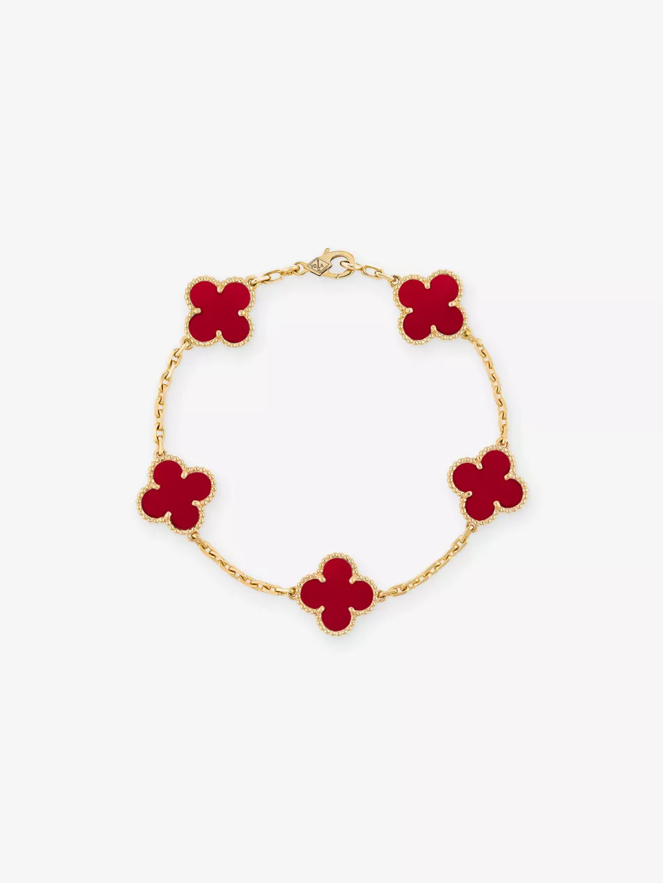Vintage Alhambra yellow-gold and carnelian bracelet | Selfridges