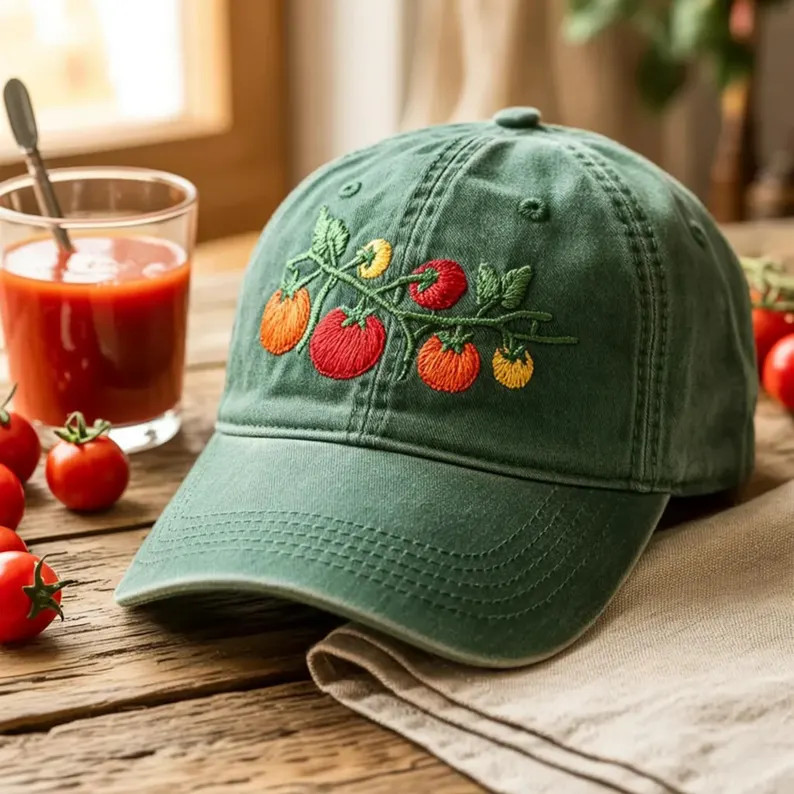 Washed Cotton Cap With Embroidered Tomatoes: Adjustable Strap Hat - Etsy | Etsy (Global)