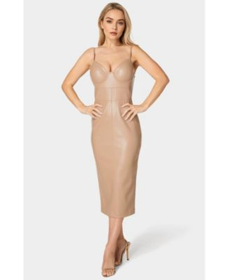 Women's Laux Leather Bustier Midi Dress | Macy's