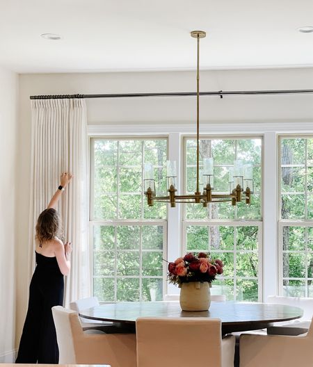 Pitch pleat curtain specs: Color: Ivory White
Hanging Header Style: Pinch Pleat 
Panel Width: 104 in
Panel Length: 108 in (for 10 ft ceilings)
Lining: Unlined

My ceilings are 10 ft high 

#LTKhome
