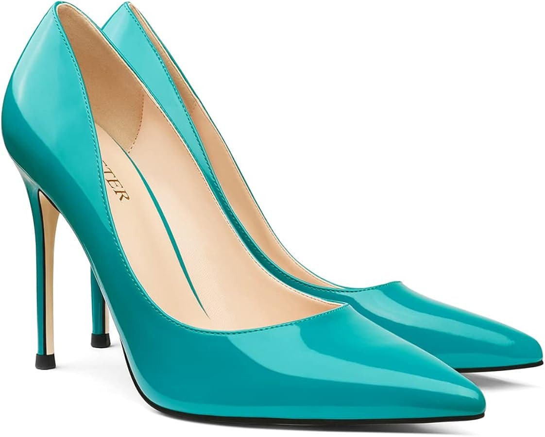 COLETER Women's 4 Inch Pumps Pointy Toe Wedding Dress Shoes Slip on Stiletto Pumps | Amazon (US)