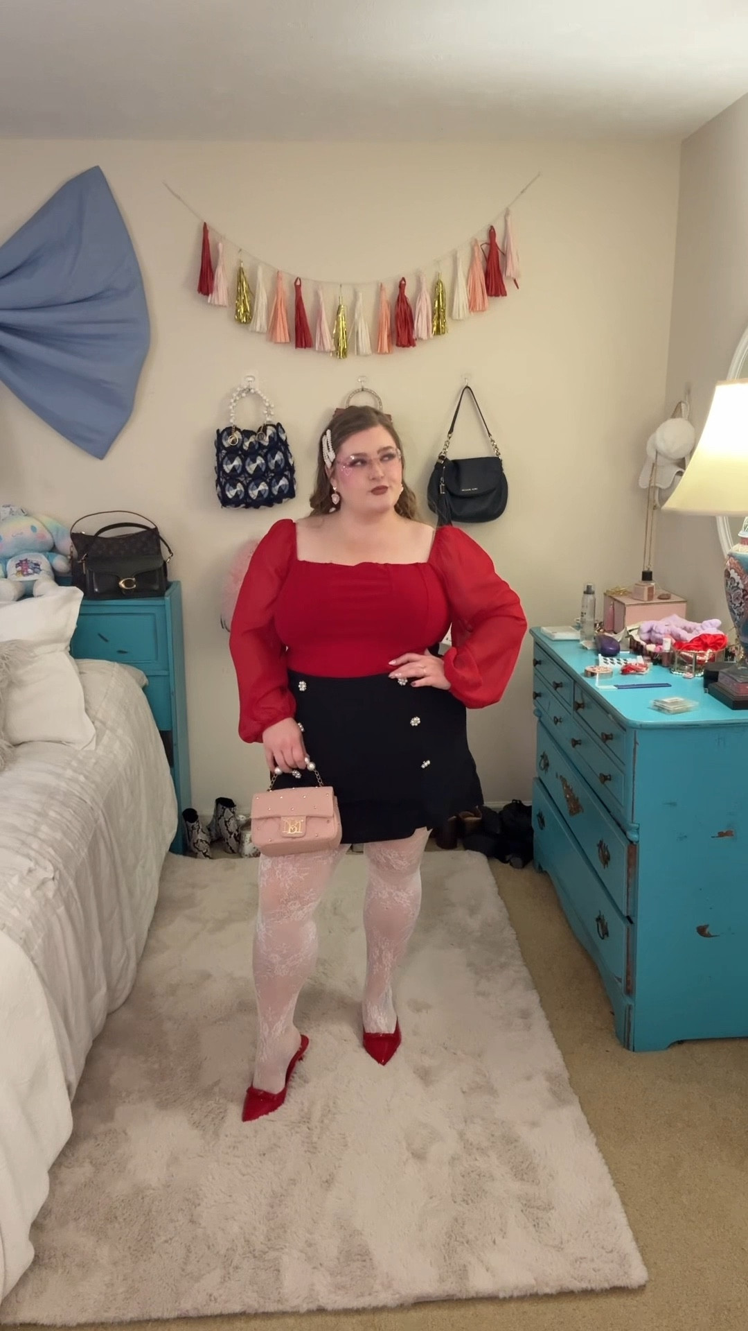 It’s the last day of 10 days of curvy outfit ideas for Valentine’s Day! Today’s valentine look is perfect for date night, I love how these lace tights add a touch of romance to this classic look ♥️ midsize & plus size outfit ideas for the curvy girlies 

#LTKMidsize #LTKValentine #LTKPlusSize