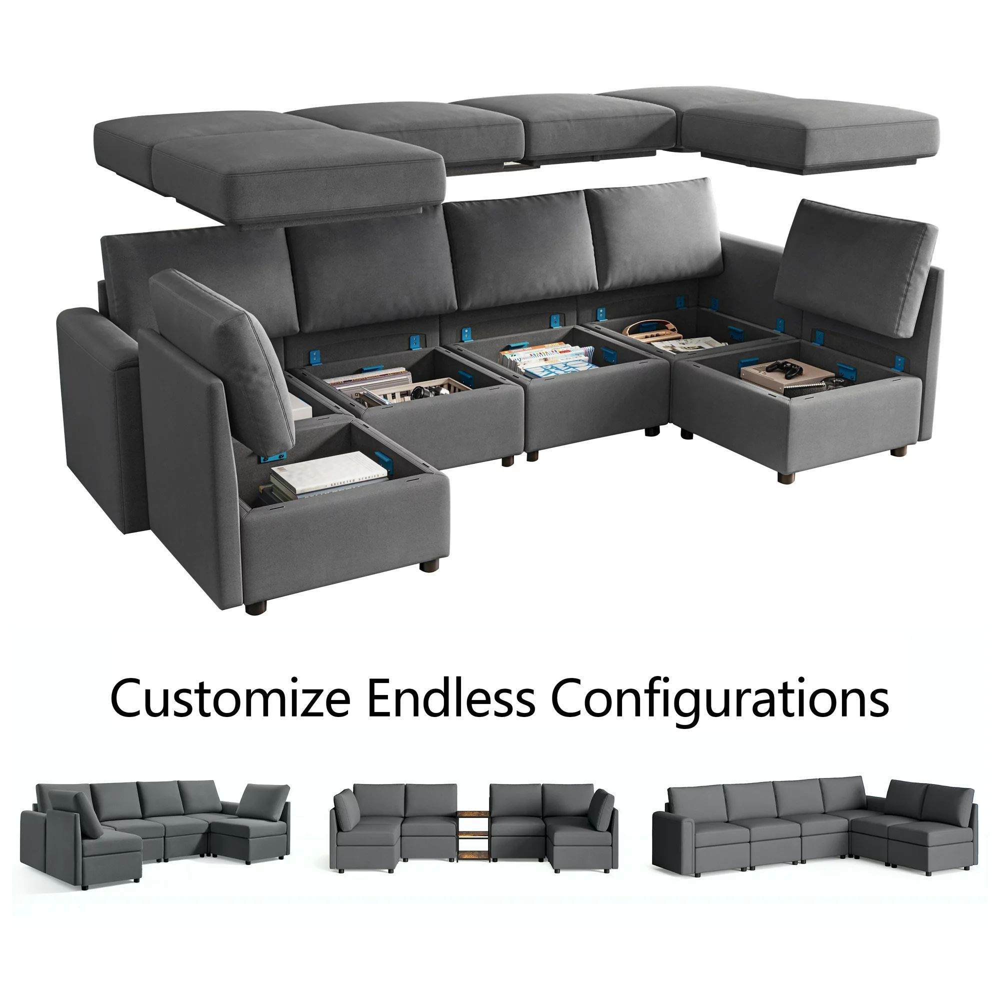 LINSY HOME Modular Couches and Sofas Sectional with Storage Sectional Sofa U Shaped Sectional Cou... | Walmart (US)