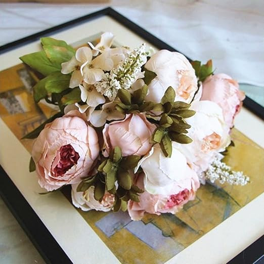 Shine-Co Artificial Peony Silk Flowers Bouquet Glorious Moral for Home Office Decoration and Wedd... | Amazon (US)