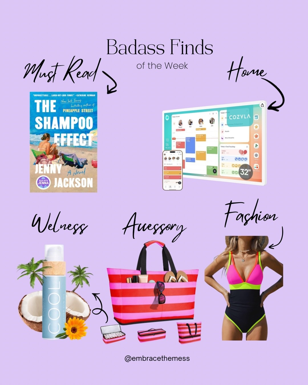 ☀️ This week’s Badass Finds: the perfect beach read, a smart family calendar, an oversized beach tote, cooling body mist, and the cutest colorful swimsuit for summer. 🌊✨

#LTKdayinmylife #LTKselfcare #LTKSeasonal