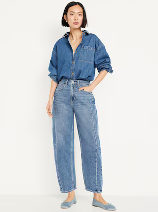 High-Waisted Barrel Ankle Jeans | Old Navy (US)