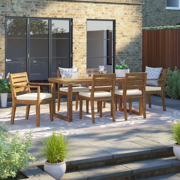 Ajoloko 6 - Person Rectangular Outdoor Dining Set with Cushions | Wayfair North America