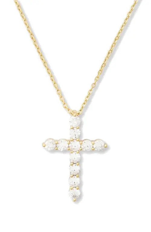 Melinda Maria Oh She Fancy Small Cubic Zirconia Cross Pendant Necklace in Gold-White at Nordstrom | Nordstrom