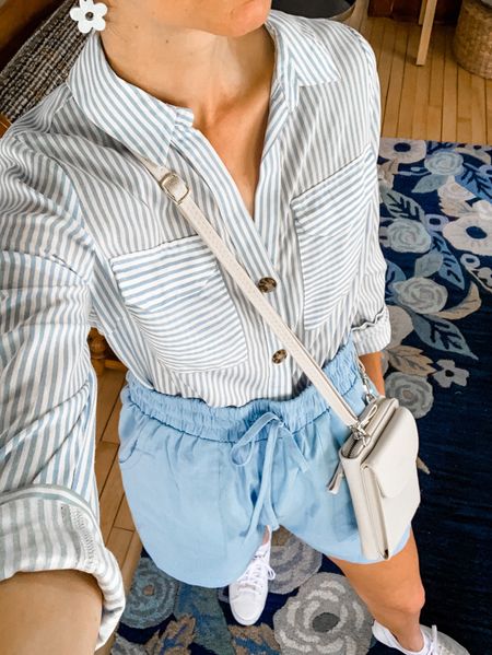 Summer outfit! 
Linked similar tops. 
Wearing size small shorts, order your usual size. 
Petite outfit. Classic outfit. Preppy outfit  

#LTKstyletip #LTKunder50 #LTKSeasonal