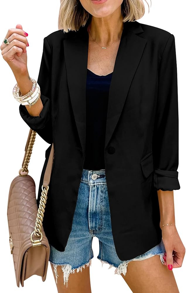 PRETTYGARDEN Women's Casual Blazers Long Sleeve Open Front Button Work Office Blazer Jackets with... | Amazon (US)