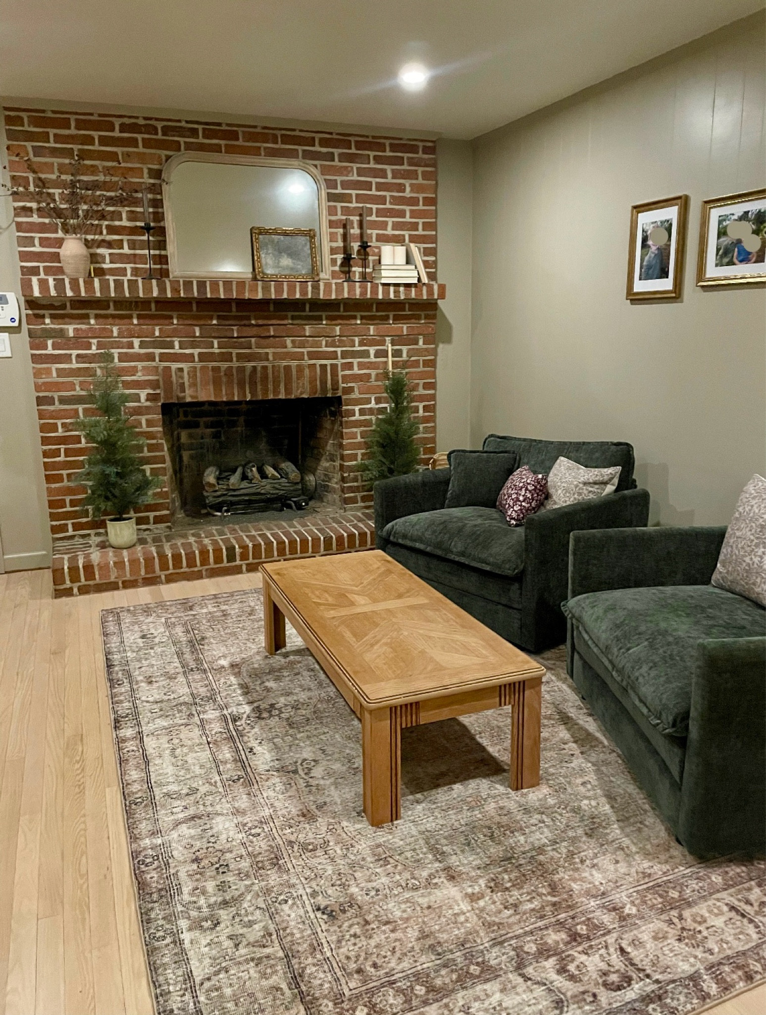 The fireplace room is finally looking like a part of my home! These chairs are huge and this rug is so soft! Love all the earthy tones! 

Green lounge chairs, livingroom chairs, vintage style rug, soft rug, pillow covers

#LTKStyleTip #LTKHome #LTKSeasonal