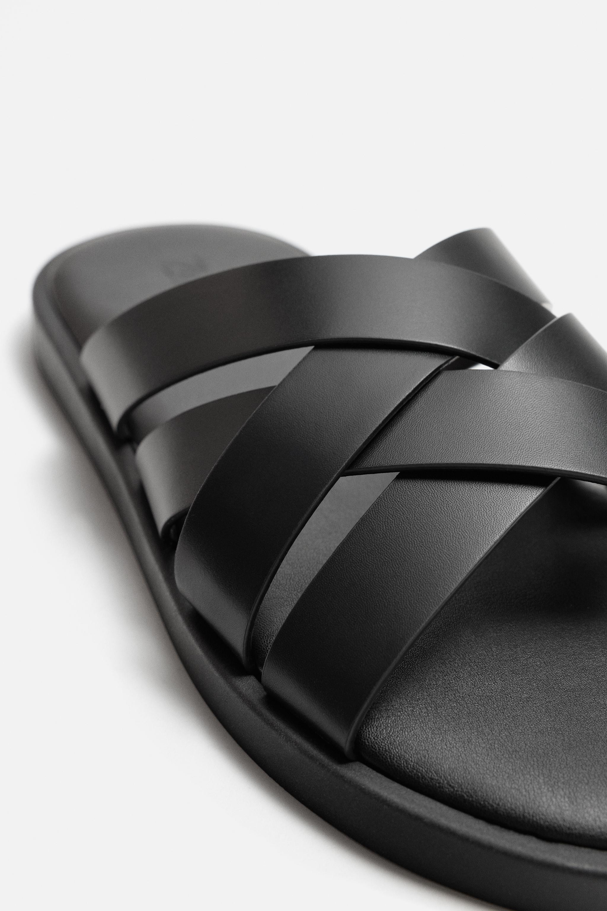 Multi-strap leather sandals. The straps intertwine on the instep creating a wraparound effect. | Zara US