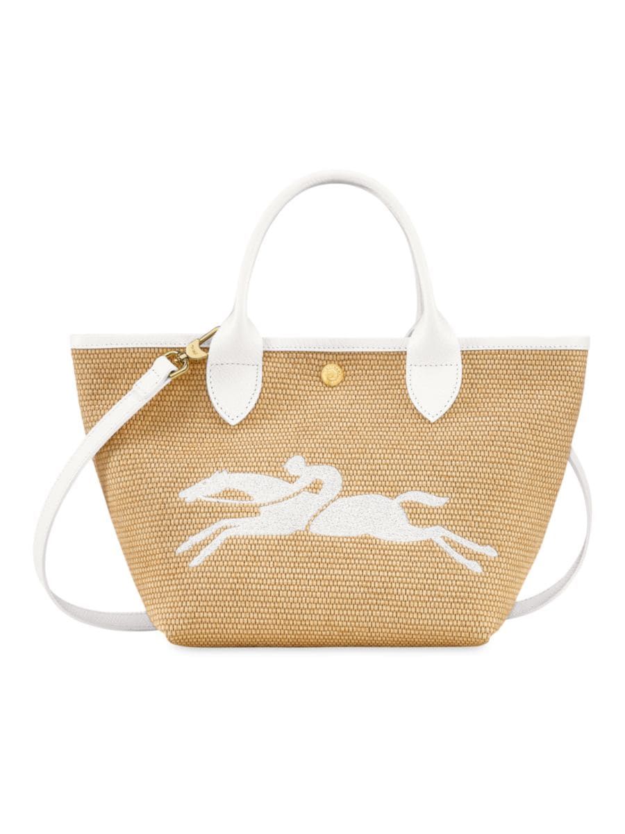 Shop Longchamp Woven Canvas Basket Bag | Saks Fifth Avenue | Saks Fifth Avenue