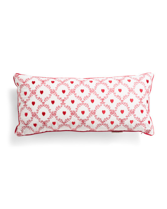 14x30 Heart Toile Velvet Embroidery Pillow | TJ Maxx