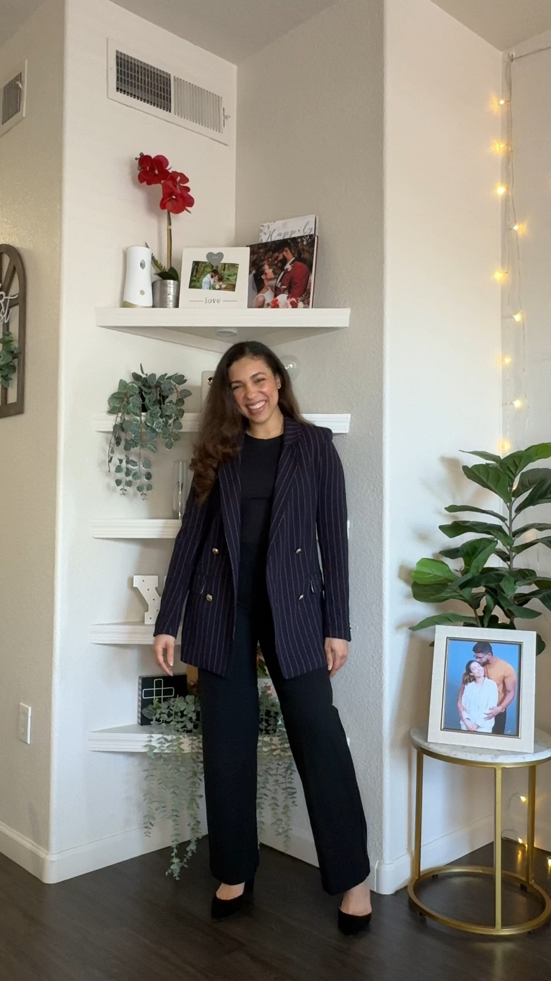 Day 6 sharing my blazer collection. Another H&M find.  

I tagged a very similar here that you can style the same way 😊

navy blue long blazer, black trousers, black bodysuit, black pumps.  

#LTKFindsUnder50 #LTKWorkwear #LTKStyleTip