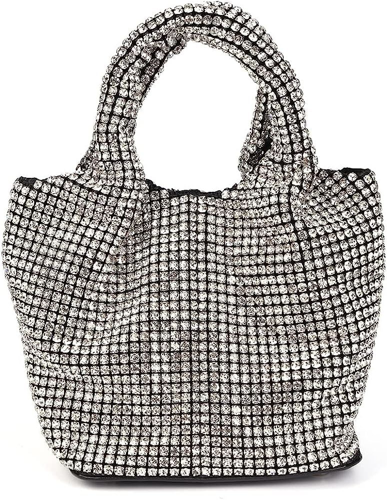 Rhinestone Purses for Women evening Handbag Sparkly Silver Purses Bling Hobo Bag for Party Club W... | Amazon (US)
