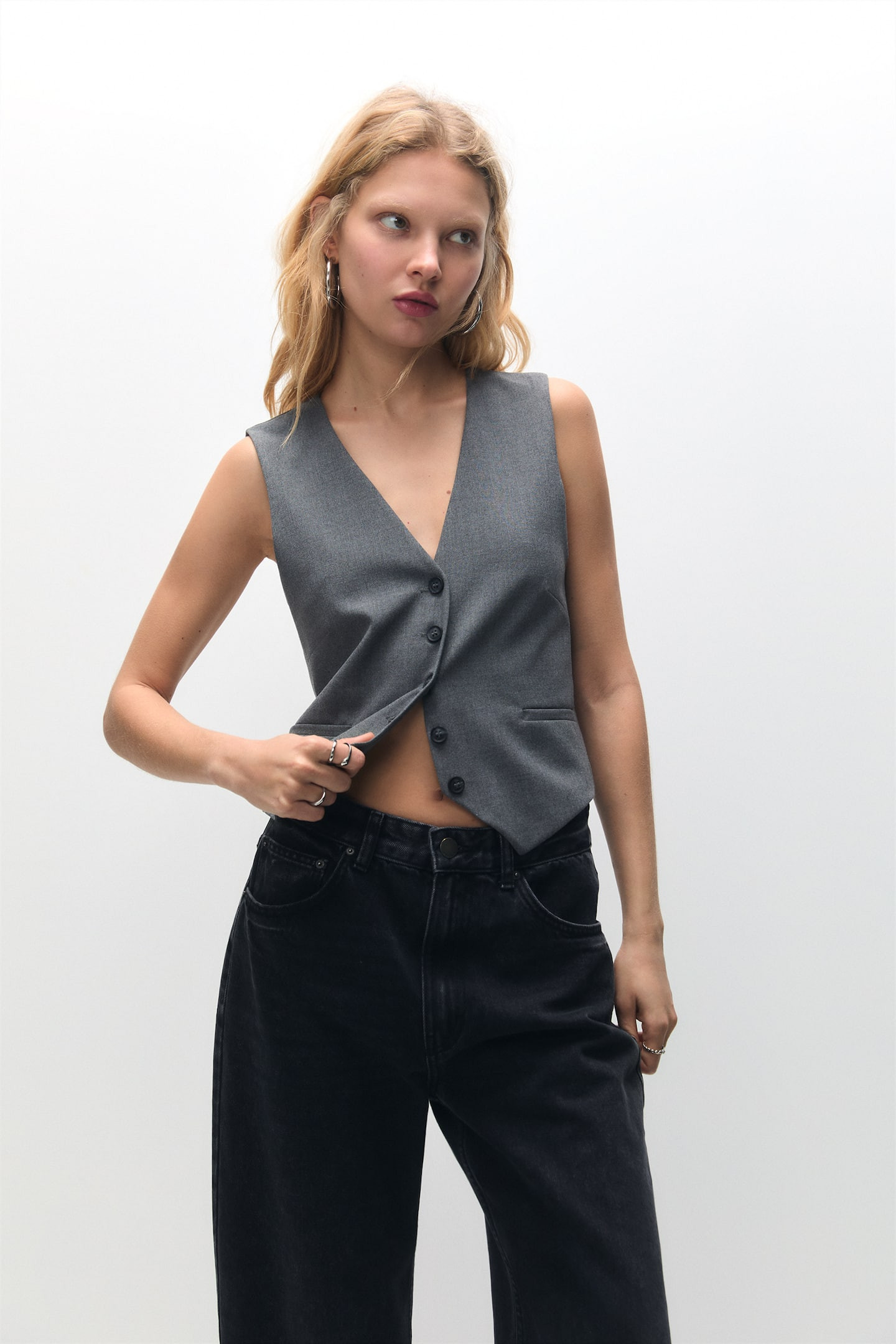 Button-up suit waistcoat | PULL and BEAR UK