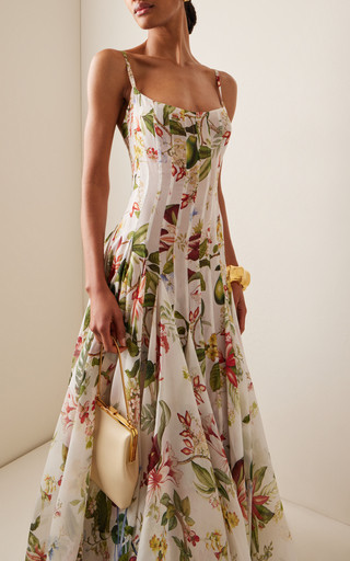 Floral & Fauna Silk Gazar Maxi Dress | Moda Operandi (Global)