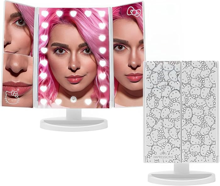Impressions Vanity Hello Kitty Trifold LED Mirror, Desk Mirror with Lights and Touch Sensor Switc... | Amazon (US)