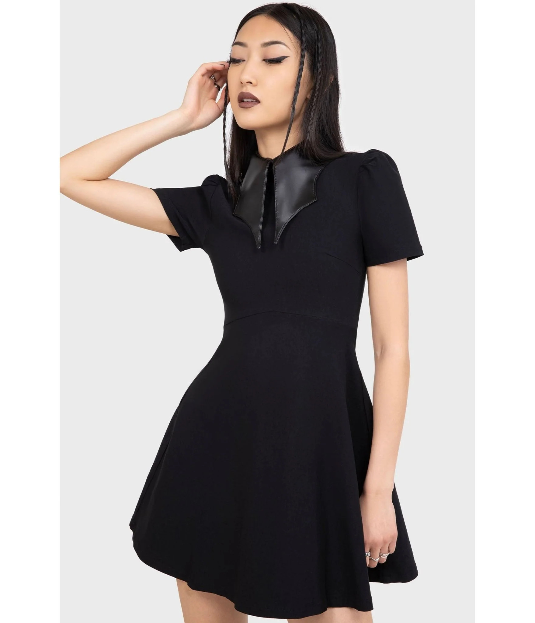Killstar Black Bat Collar Mini Dress | UniqueVintage