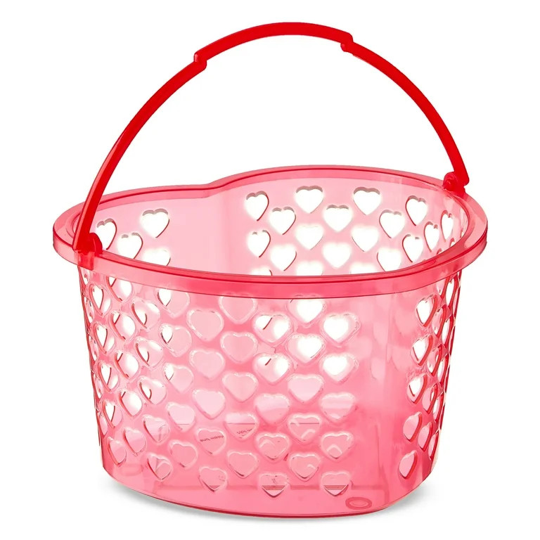 Plastic Heart-Shaped Basket, Red, 8" x 5", Valentine's Day by Way To Celebrate | Walmart (US)