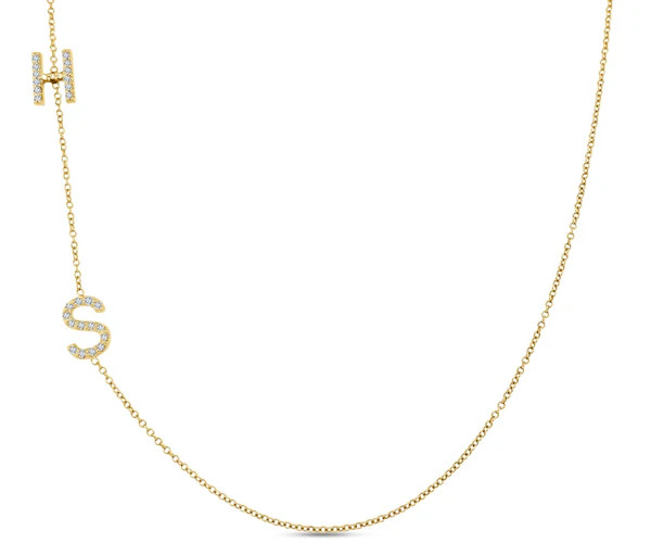 Diamond Asymmetrical Initial Necklace | LINDSEY LEIGH JEWELRY