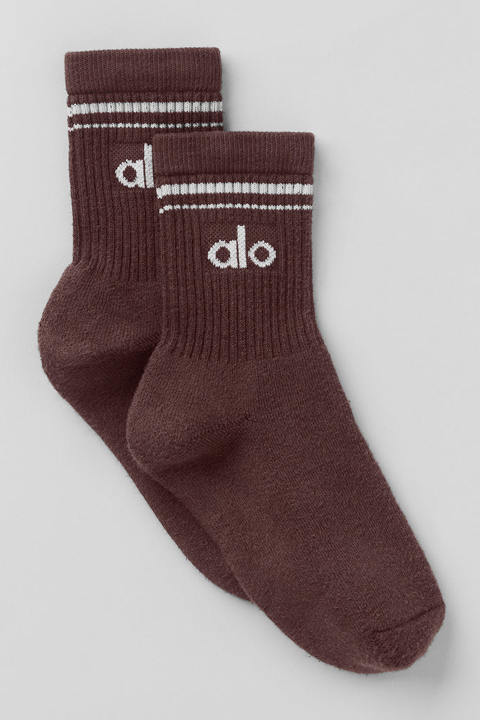 Unisex Half-Crew Throwback Sock - Brownstone/White | Alo Yoga (US)