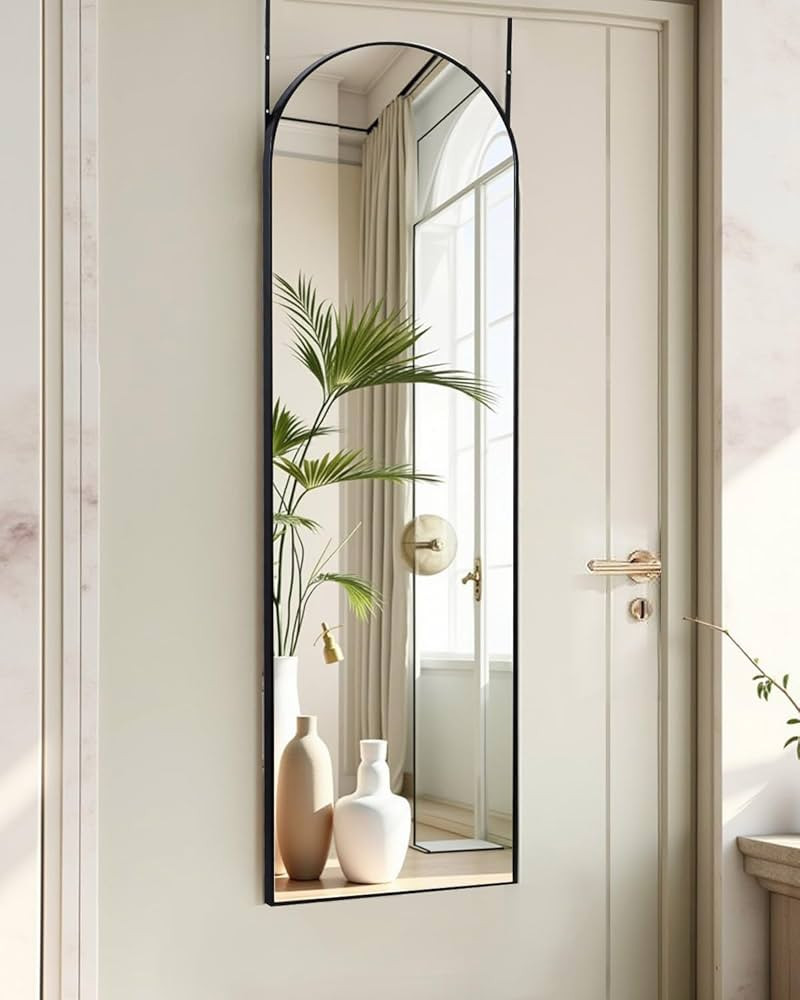 48"x14" Arched Full-Length Mirror - Over-The-Door or Wall Mounted Hanging Mirror for Bedroom, Bat... | Amazon (US)