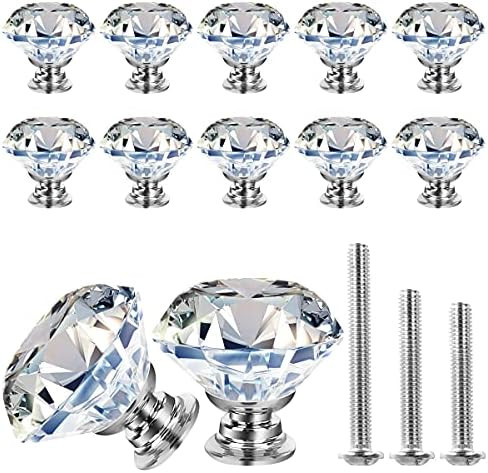 GoodtoU 12p Crystal Knobs - Drawer Knobs Dresser Knobs 30mm Glass Diamond Knobs Pull and Knobs 12p K | Amazon (US)