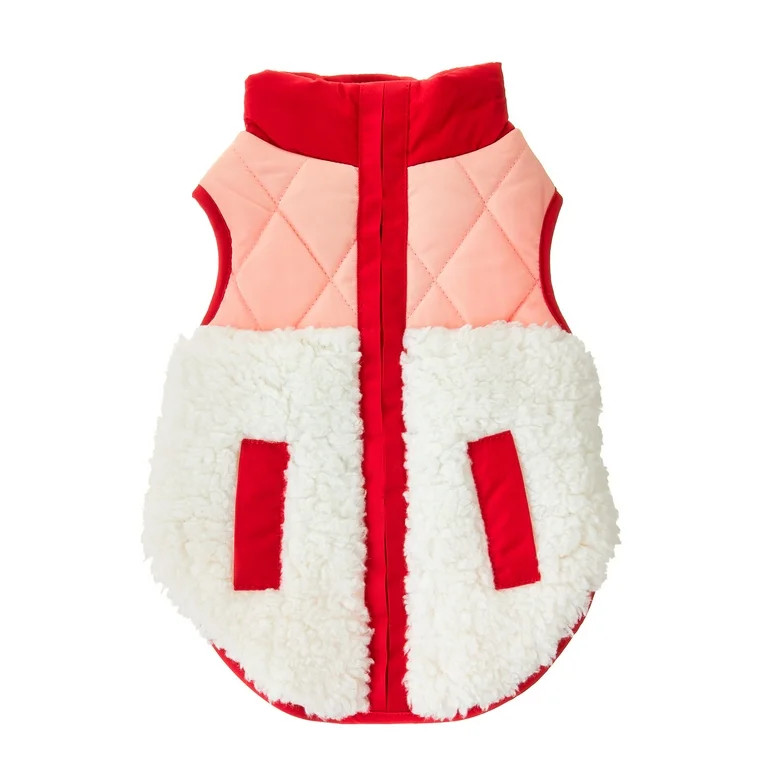 Vibrant Life Dog and Cat Clothes, Sherpa Contrast Yoke Pet Jacket, Pink, XS | Walmart (US)