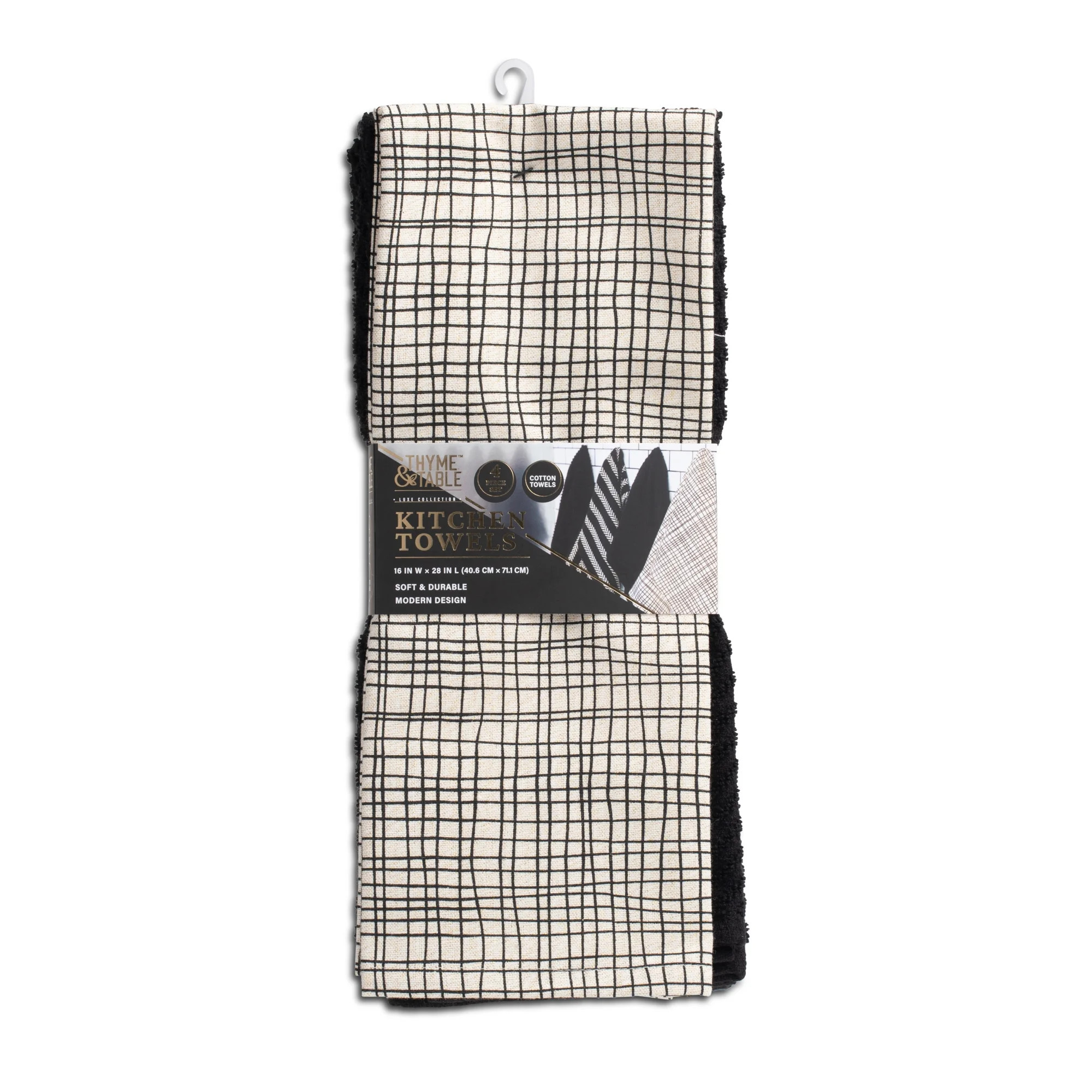 Thyme & Table 4-Pack Kitchen Towels, Crosshatch | Walmart (US)