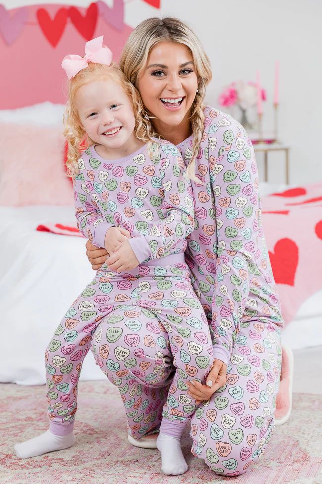 Sweetest Love Pastel Candy Heart Kid's PJ Set | Pink Lily
