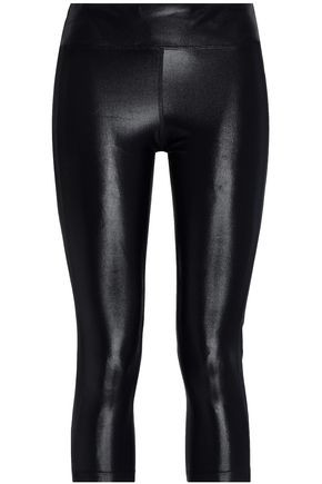 Koral Woman Dynamic Duo Cropped Coated Stretch Leggings Black Size XS | The Outnet US