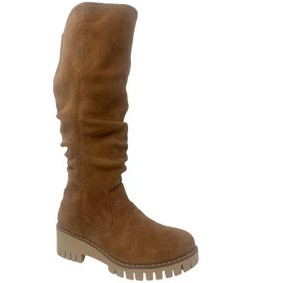 Womens Very G Dashing Tall Round Toe Slouchy Suede Knee High Boots, Tan (8.5) | Target