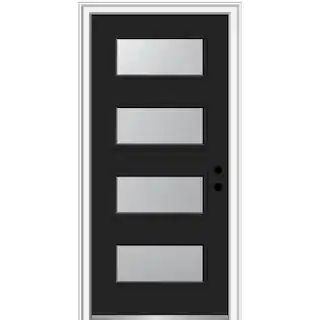 MMI Door 36 in. x 80 in. Celeste Left-Hand Inswing 4-Lite Frosted Painted Fiberglass Smooth Prehu... | The Home Depot