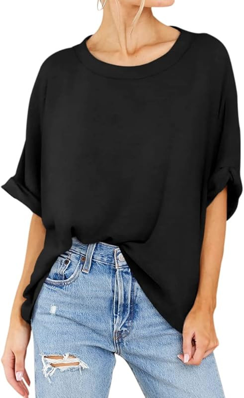 Womens' Short Sleeve Oversized Summer Crew Neck Loose Casual Tee T-Shirt | Amazon (US)